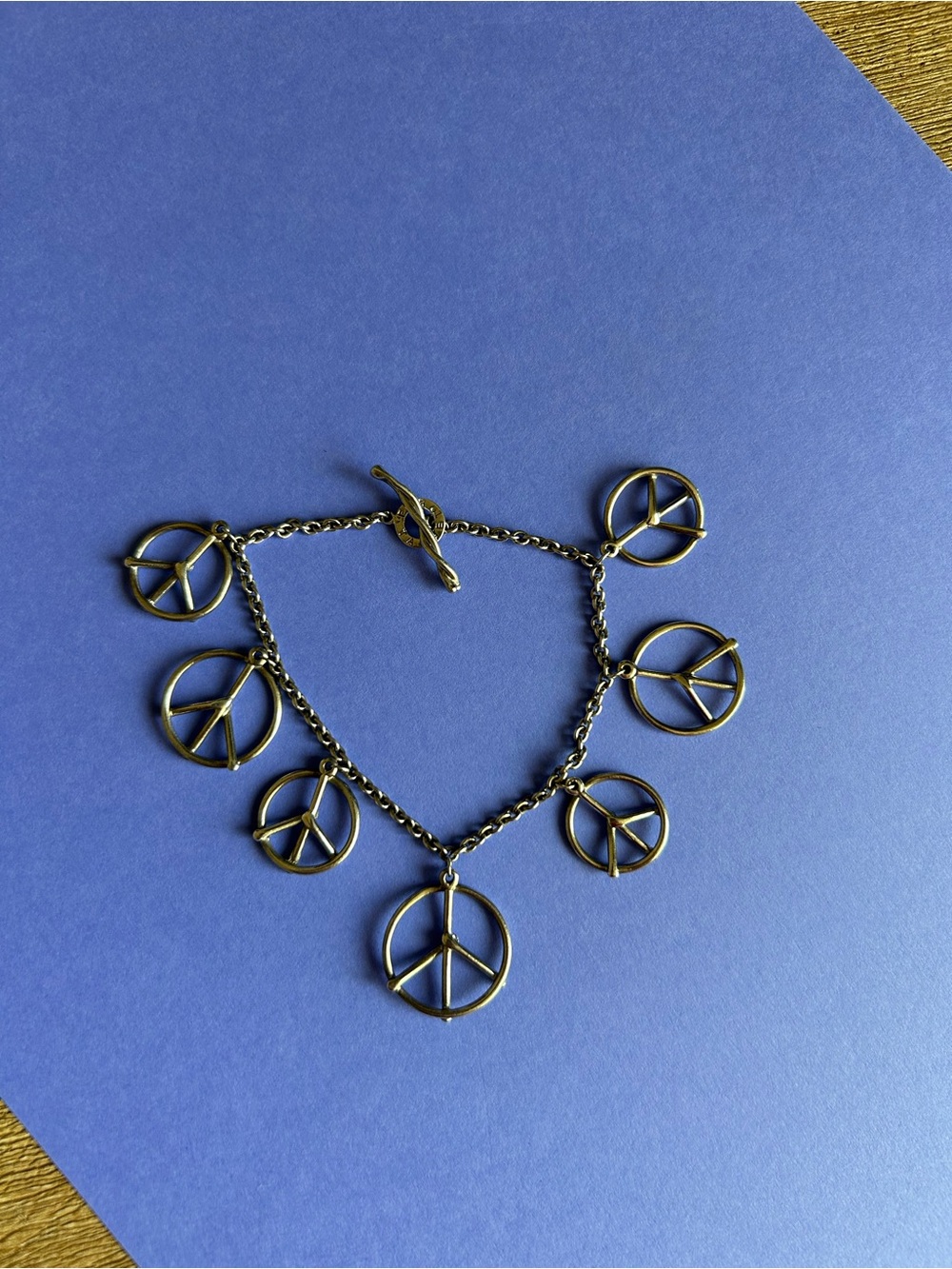 7.5” Sterling Silver Peace Sign Charm Bracelet Dean Harris For Target from 2008
